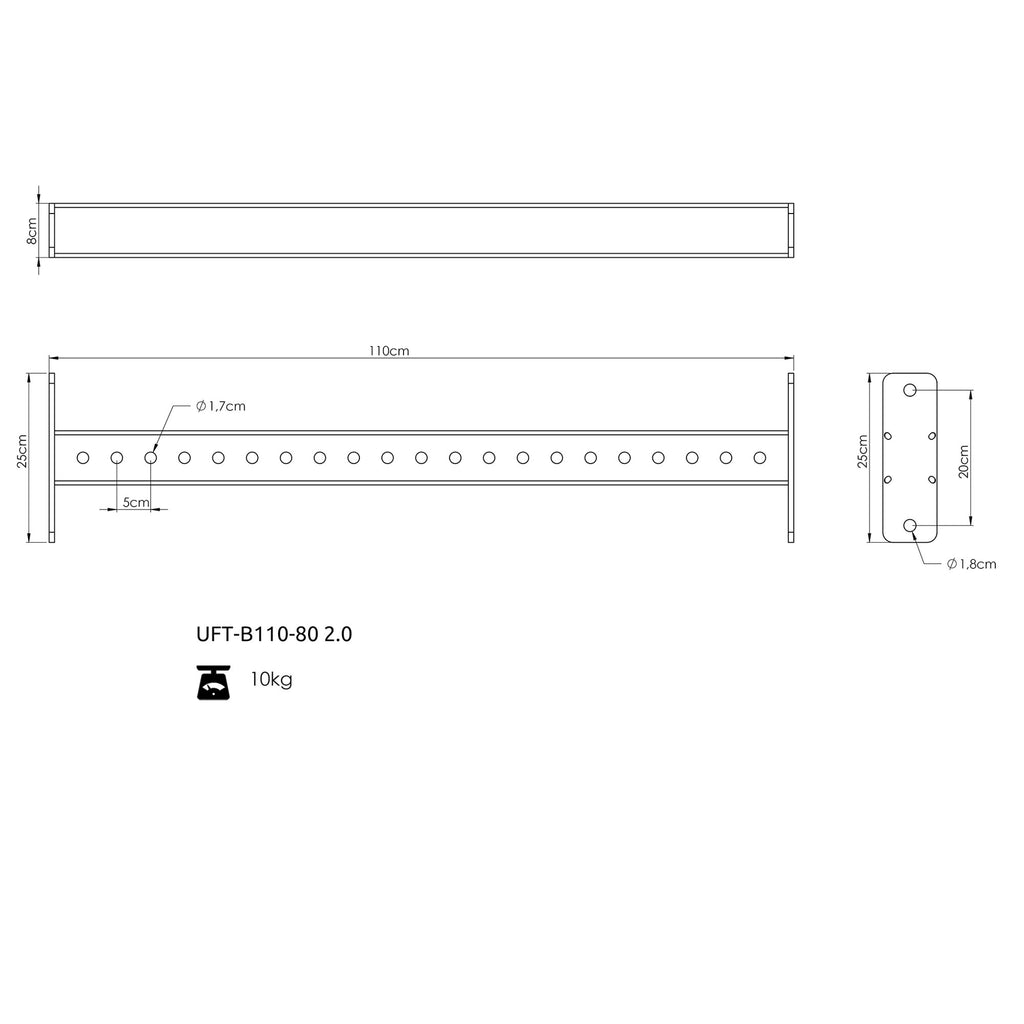 Träger, der 110 cm an die Öffnungen der RIG PRO 80x80 - UpForm – Ansicht 4