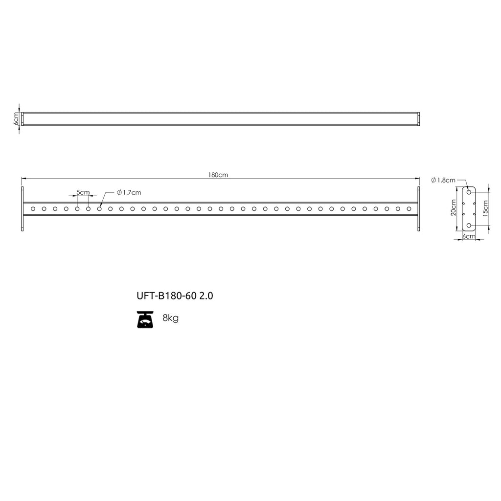 Eine 180 cm-Loch-Verbindungsstange für RIG COMPACT 60x60 - UpForm – Ansicht 4