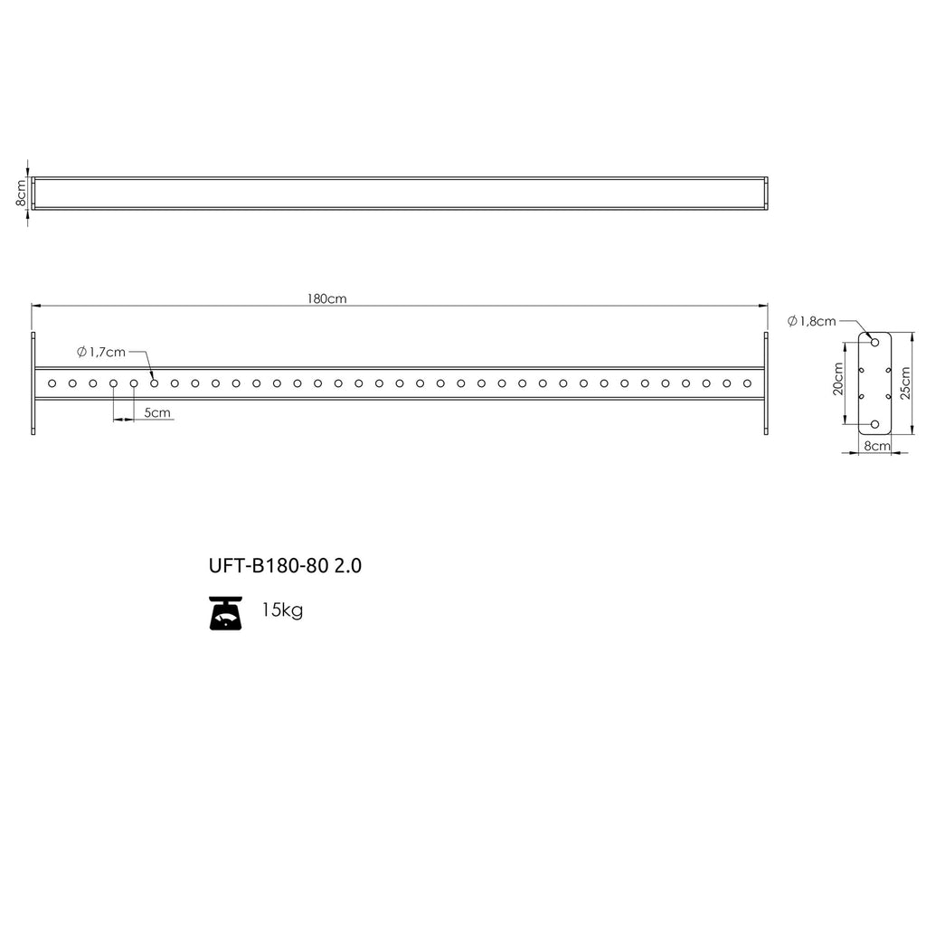 Träger mit 180 cm-Loch für RIG PRO 80x80 - UpForm – Ansicht 4