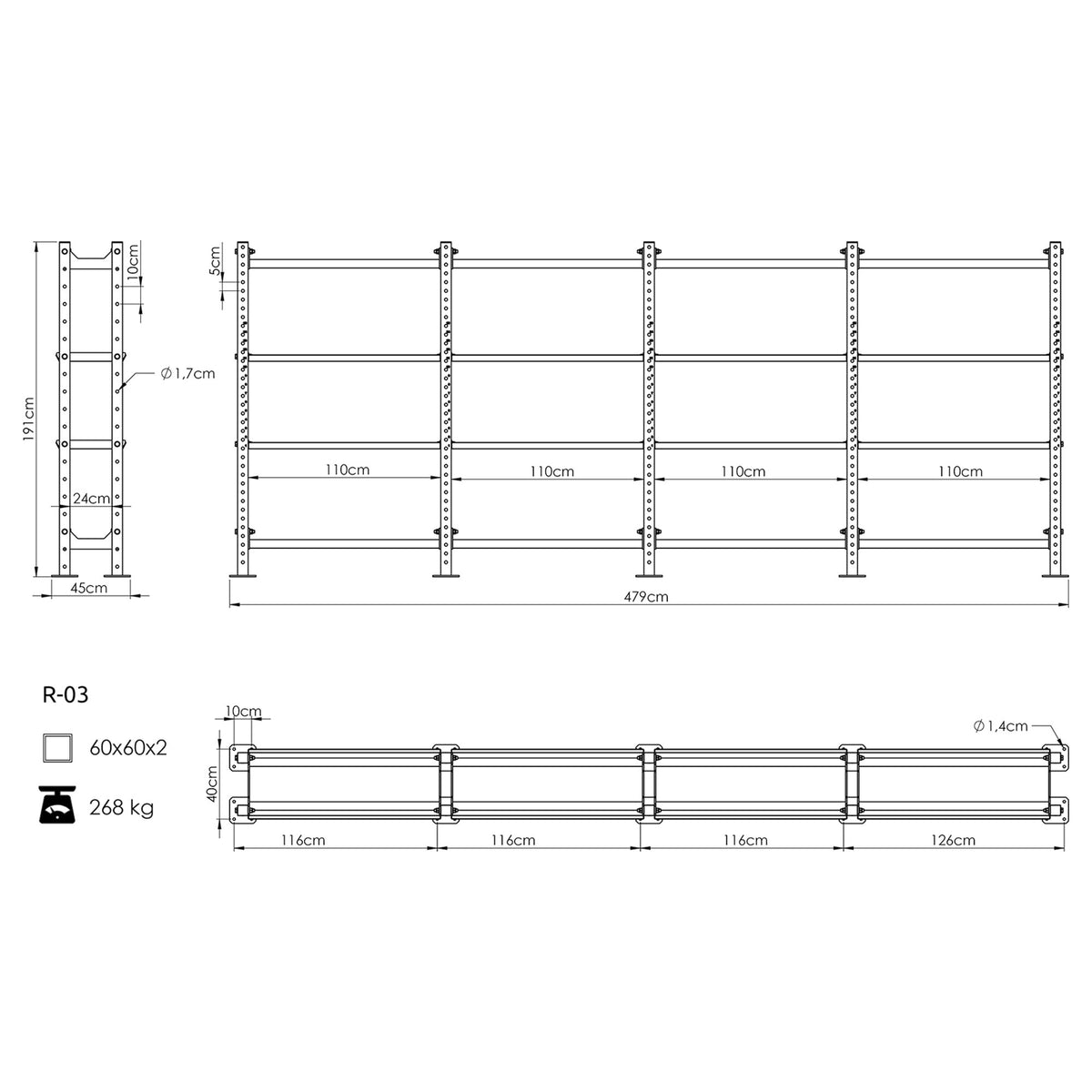 Modulares Zubehör-Regal COMPACT R-03 - UpForm – Ansicht 5