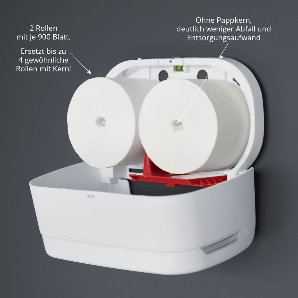 Toilettenpapierspender, für 2 Rollen, kernlos
