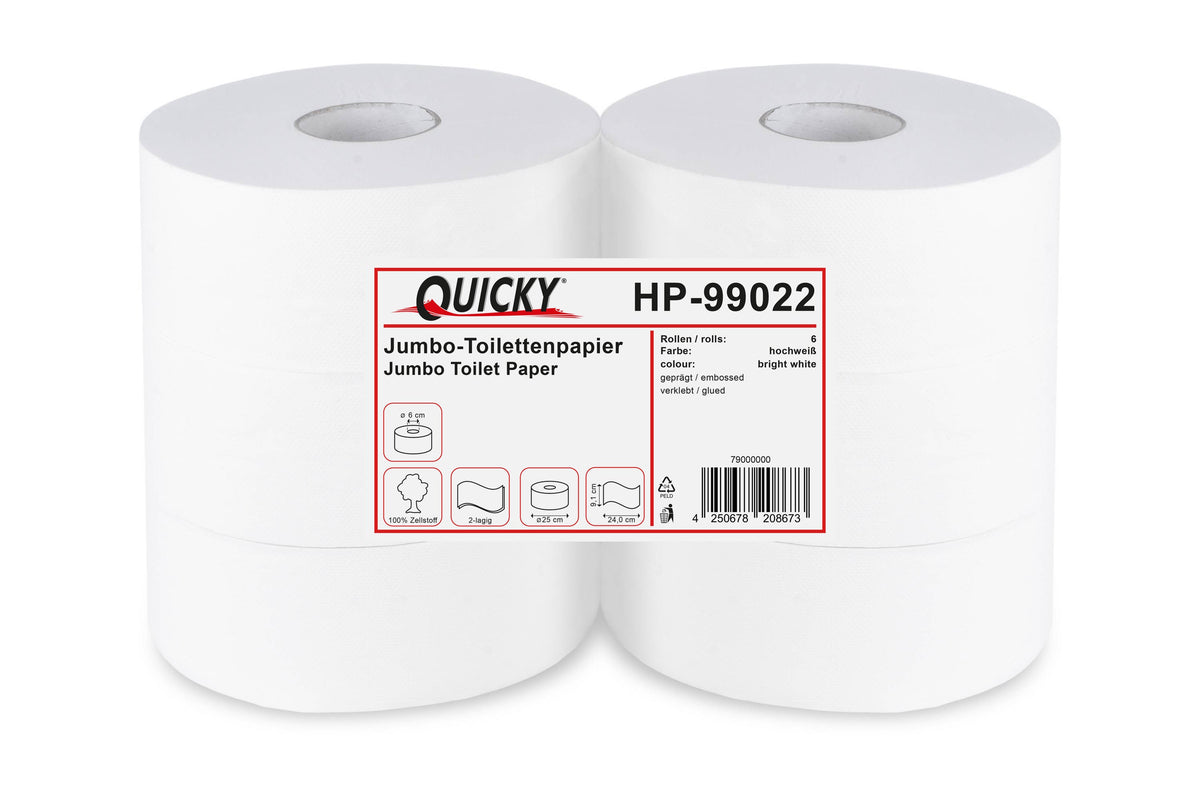 Jumbo-Toilettenpapier, 2-lagig, Zellstoff, Ø 25 cm
