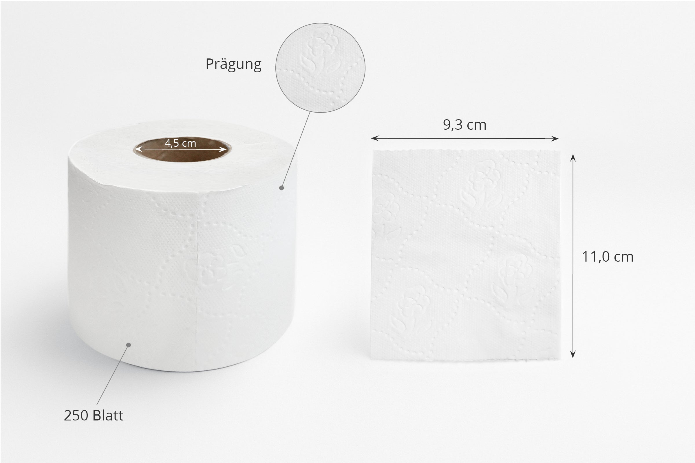 Toilettenpapier 2-lagig, 250 Blatt